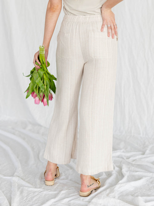 neutral stripe wide leg pant