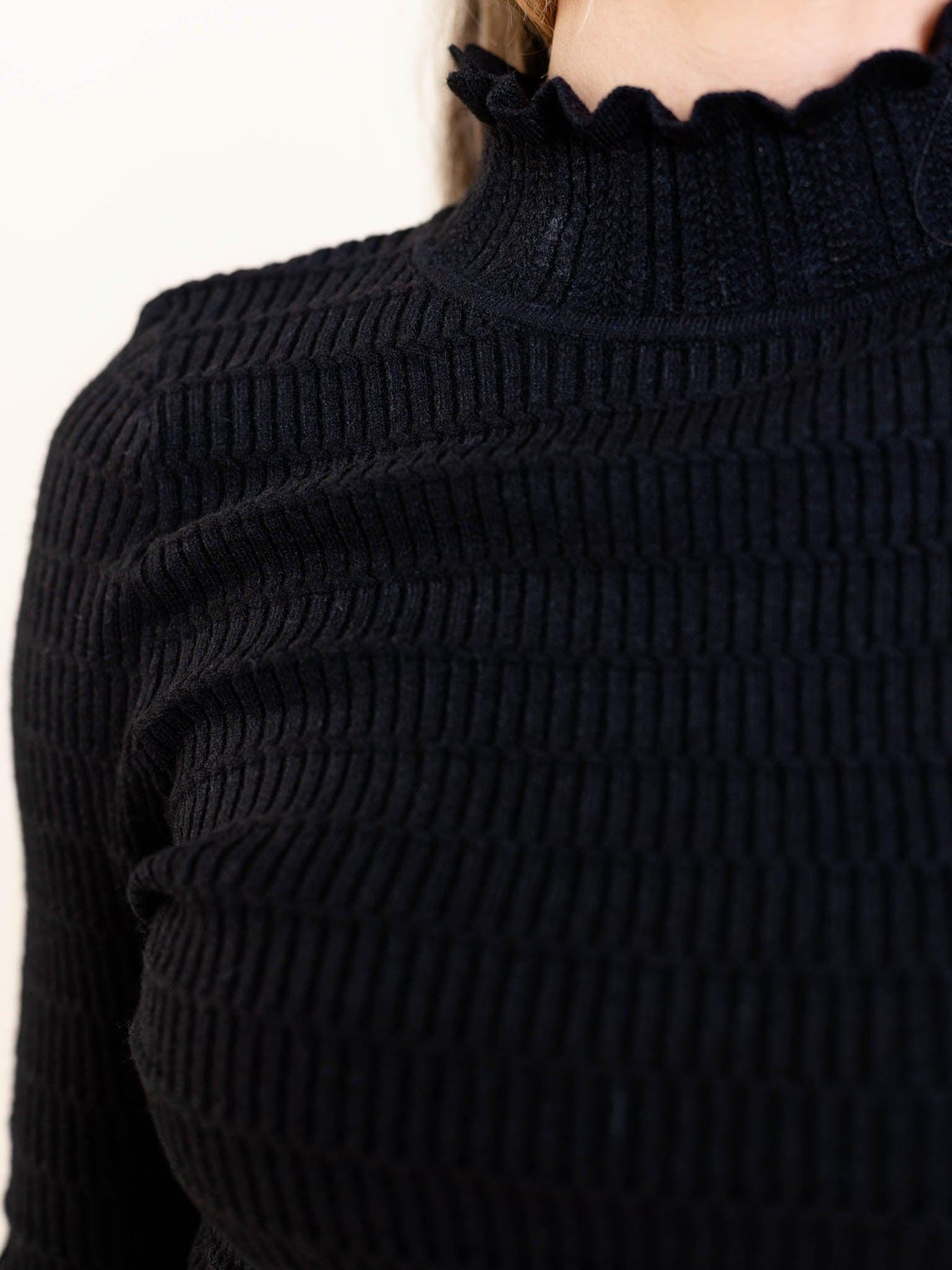 high neck textured long sleeve
