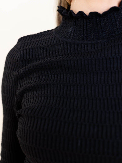 high neck textured long sleeve