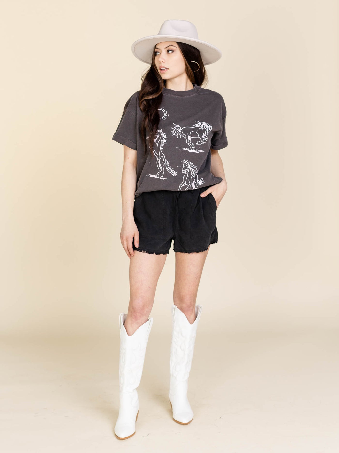 black utility shorts
