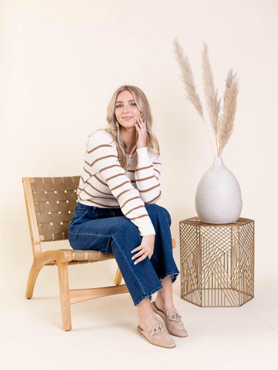 fitted brown + cream sweater