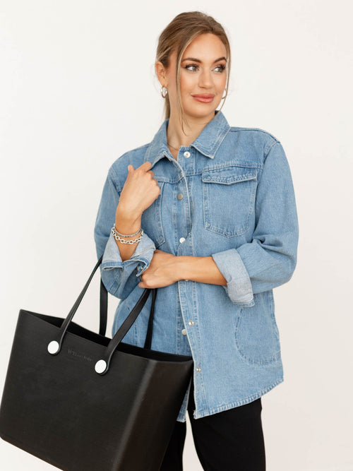 rubber waterproof black tote bag