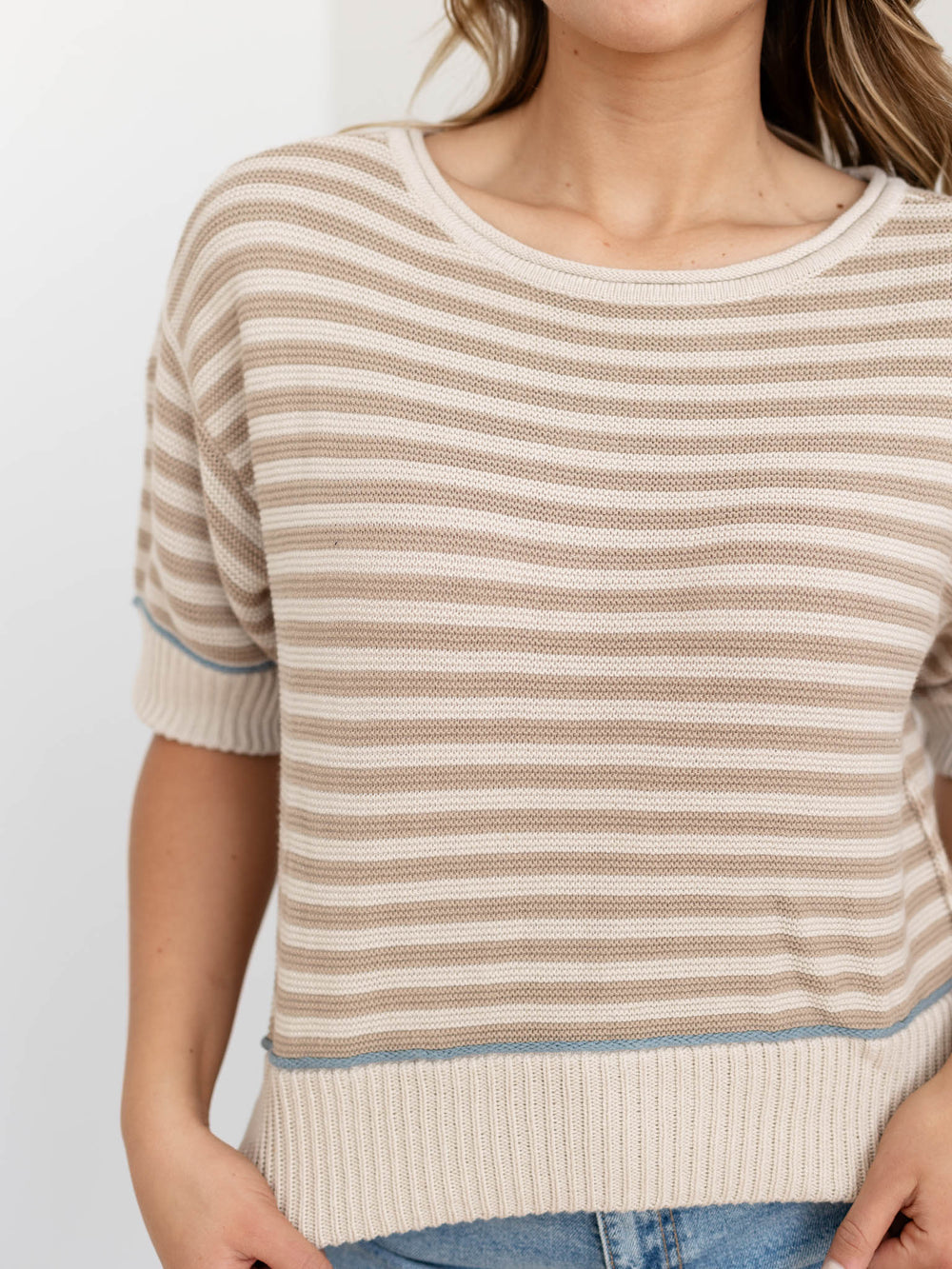 striped knit cropped sweater