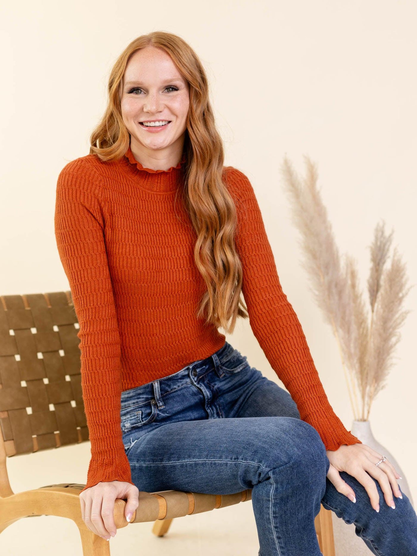 ruffle neck top