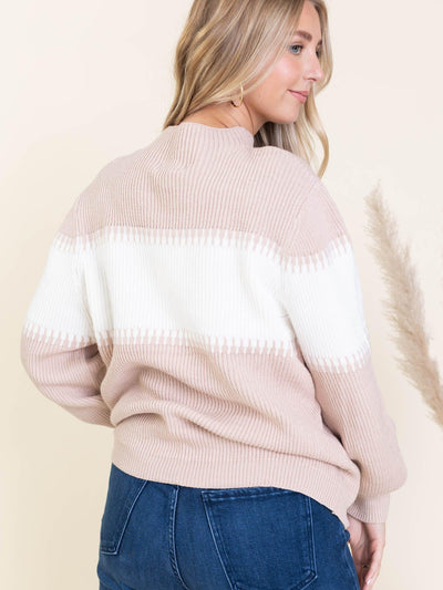 neutral mock neck sweater