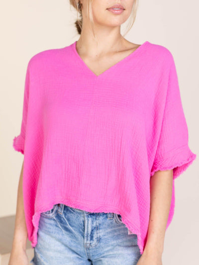 oversized textured gauze top