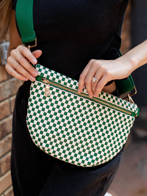 checkered green bag