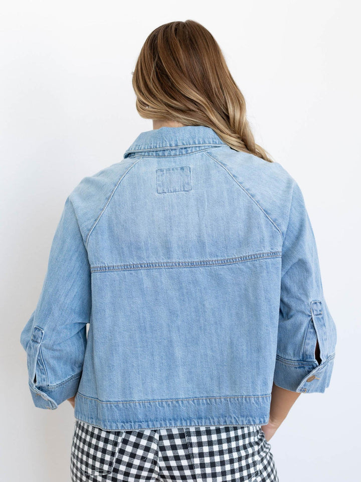 boxy cape denim jacket