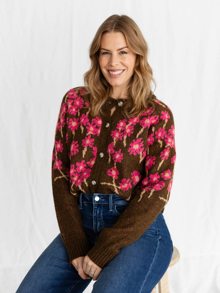floral print button up cardigan