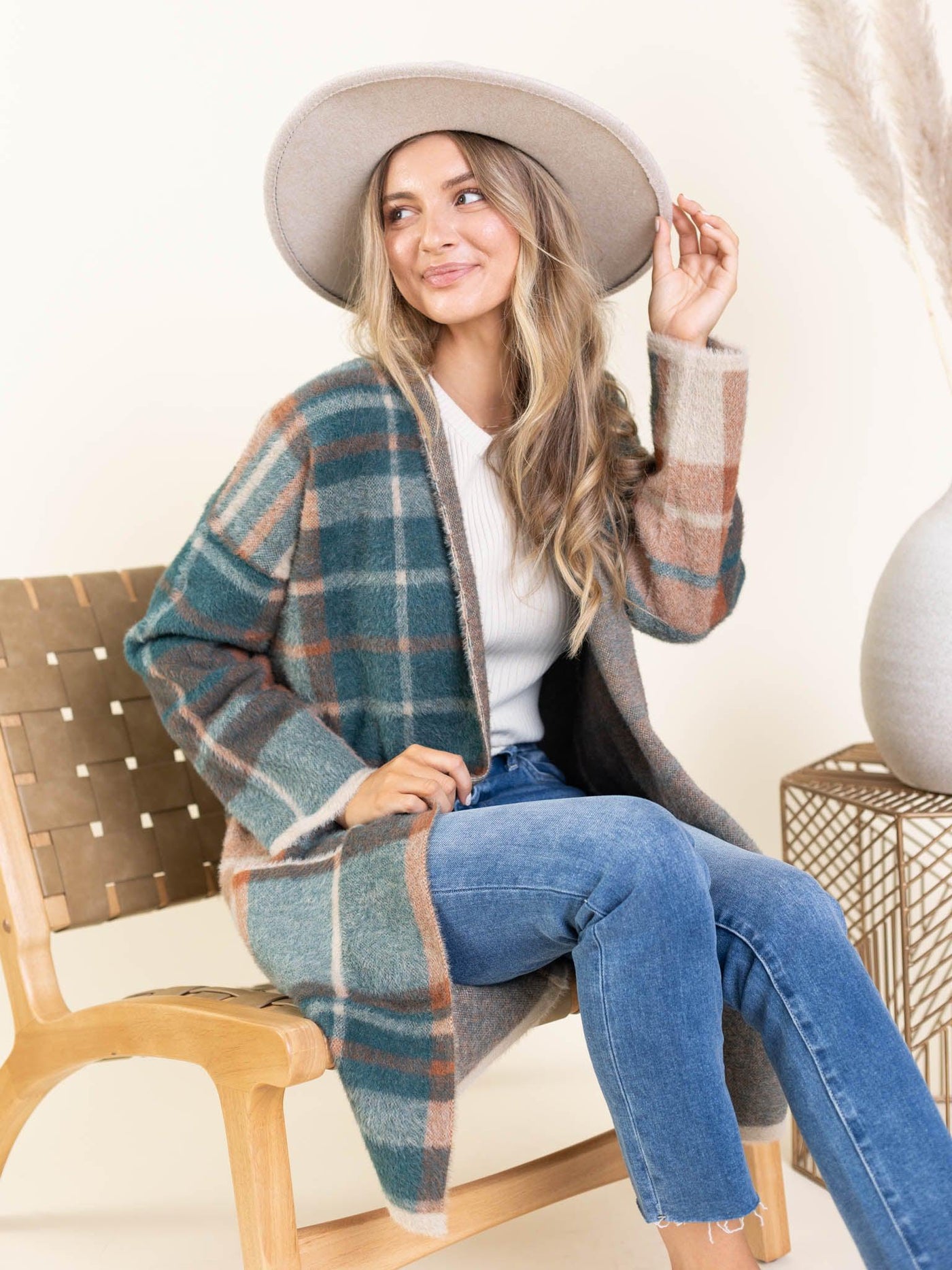 plaid cardigan