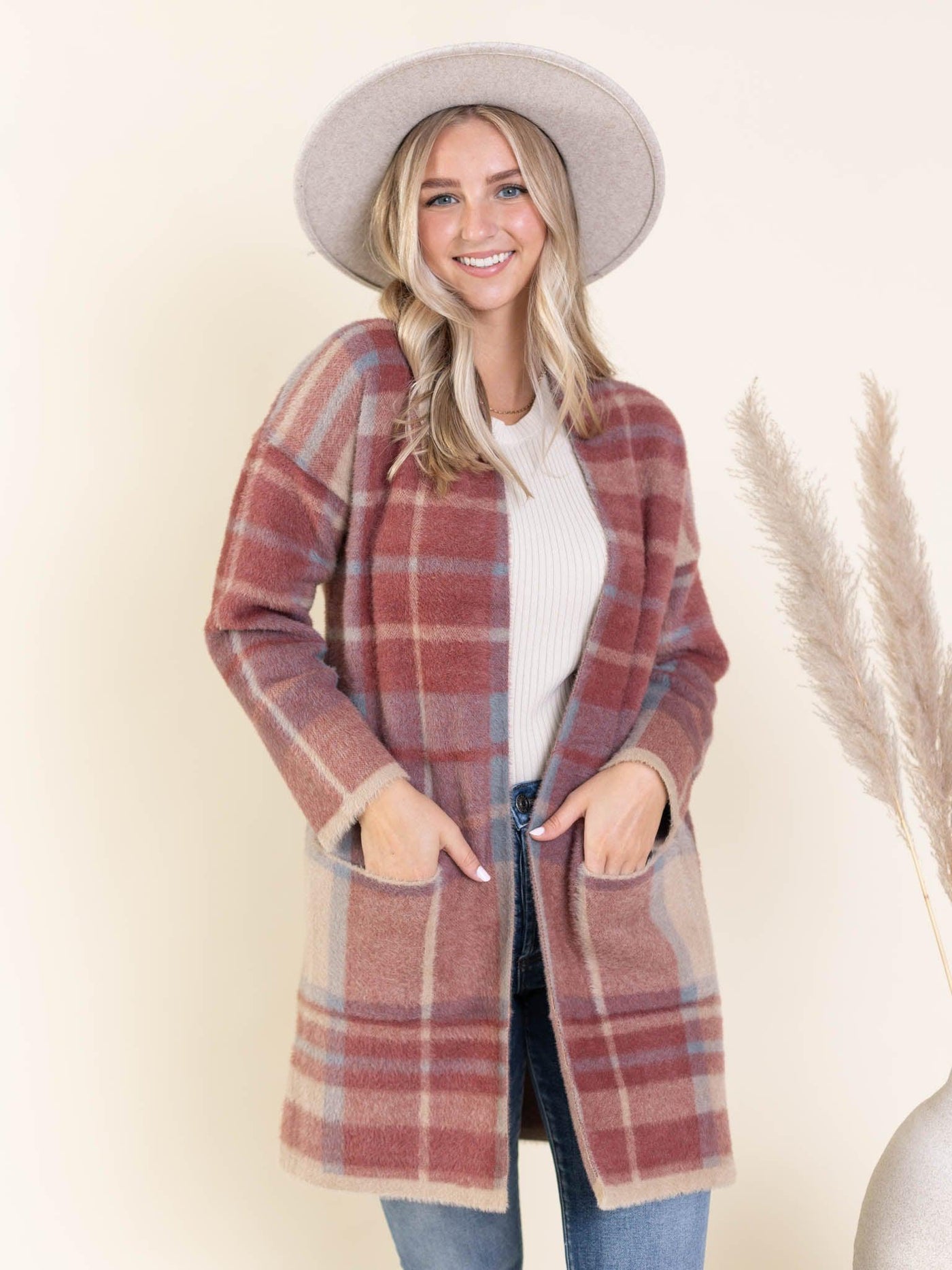pocket front open cardigan