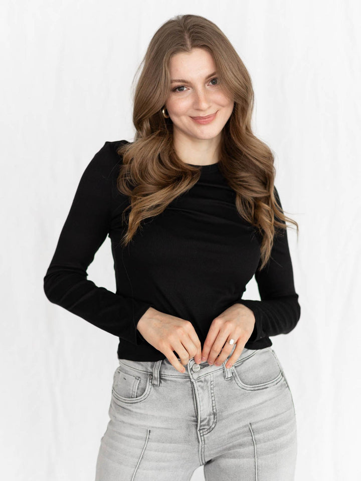 black ribbed long sleeve
