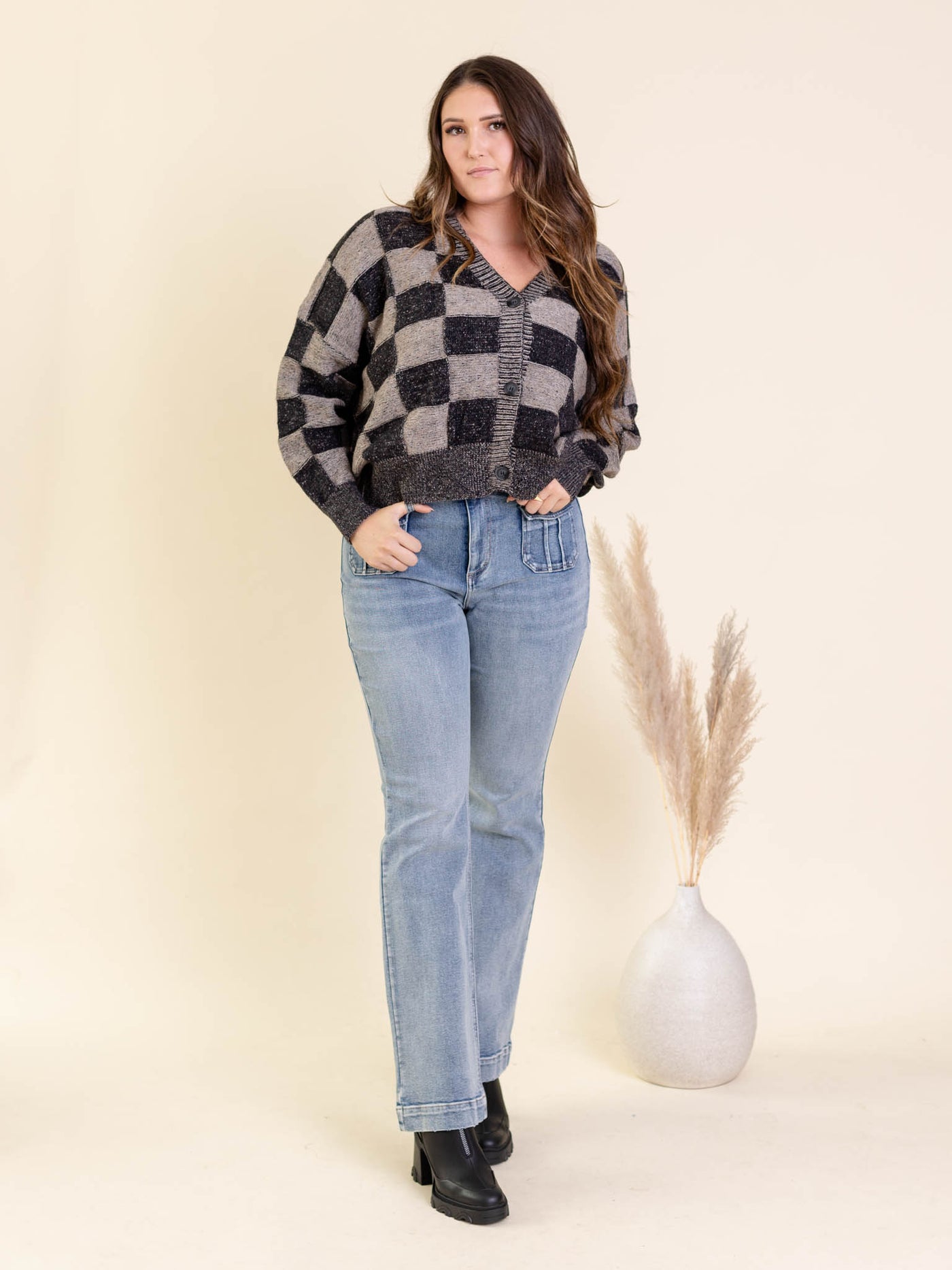 cropped boxy cardigan