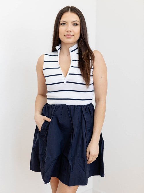 stripe contrast zip top dress