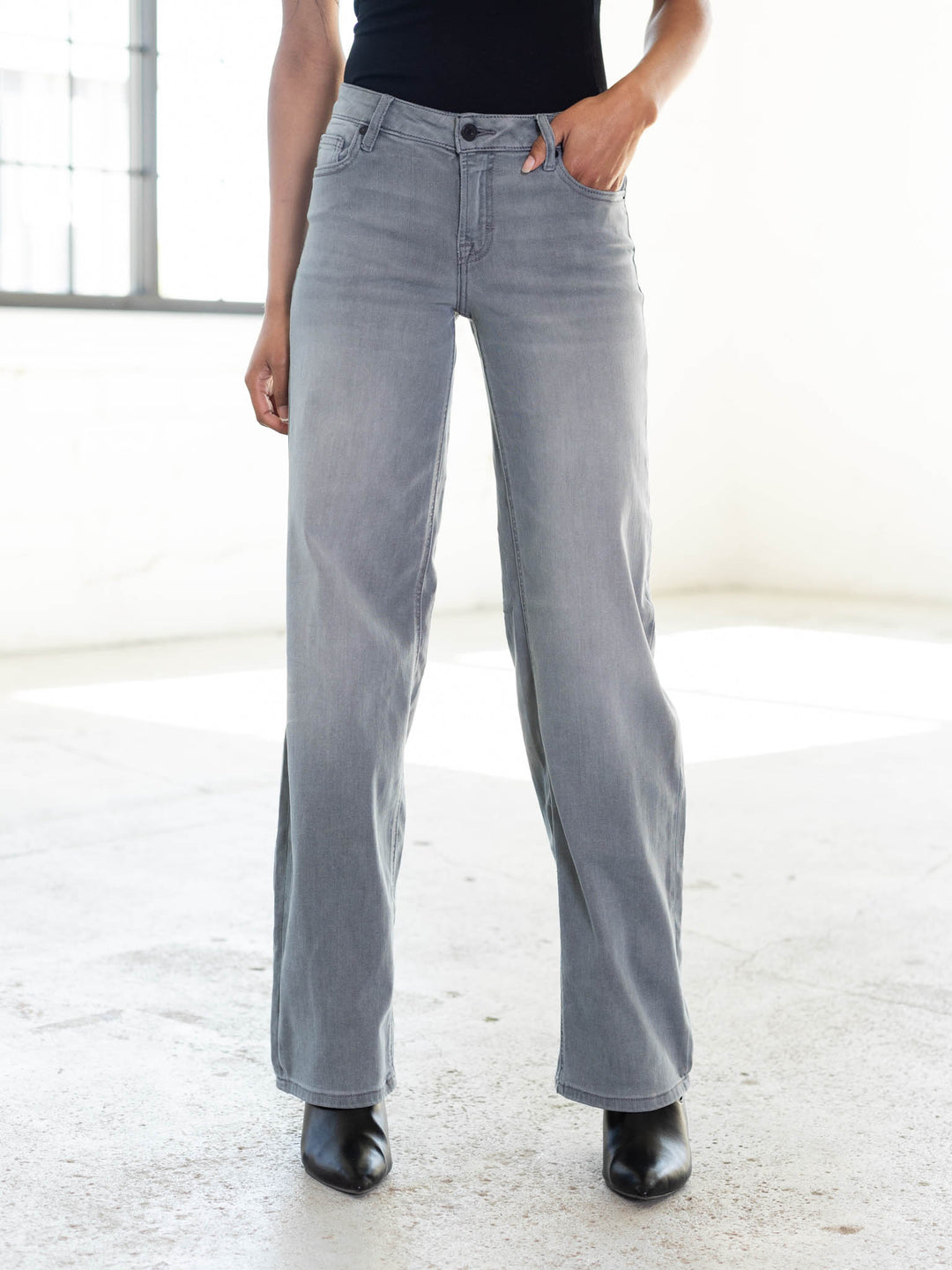 wider straight leg grey denim