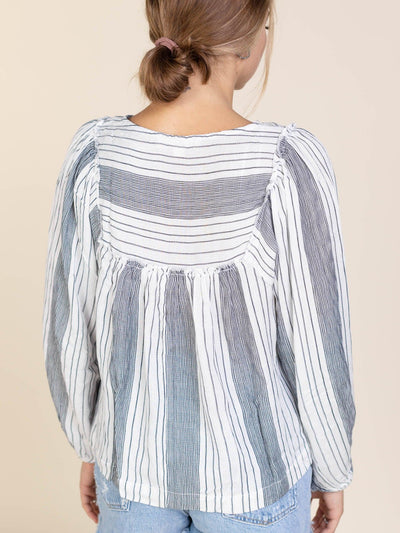 woven long sleeve top