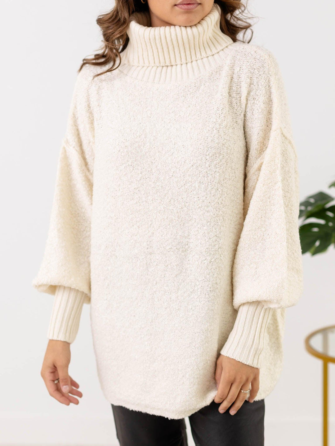 long cream sweater