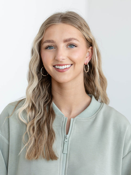 silver textured hoop earring