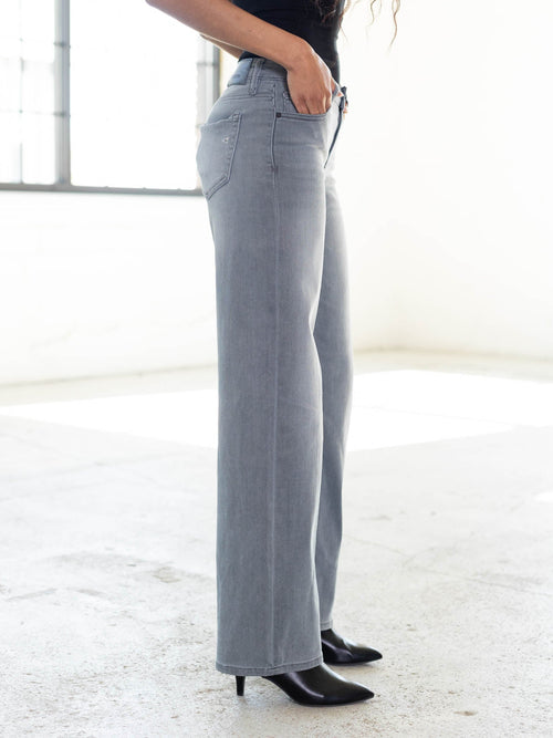 wider straight leg grey denim