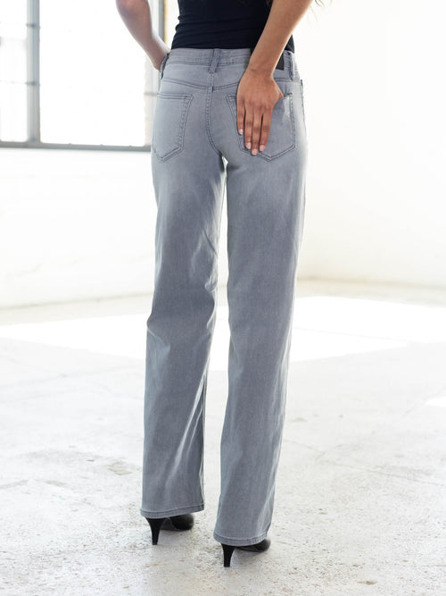 wider straight leg grey denim