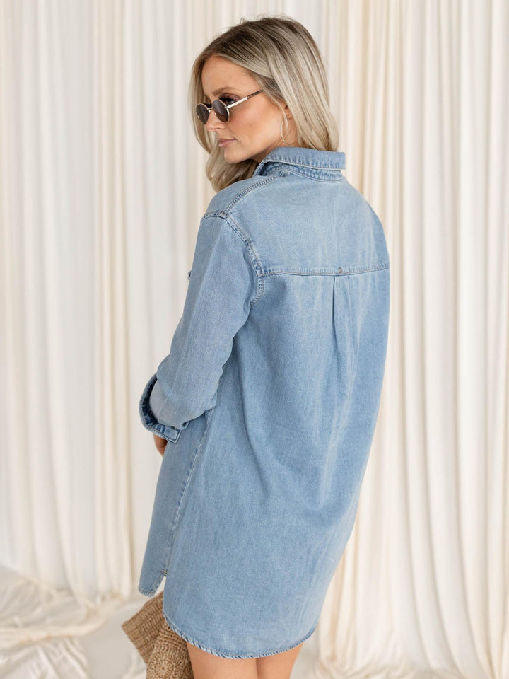 oversized denim shirt dress top