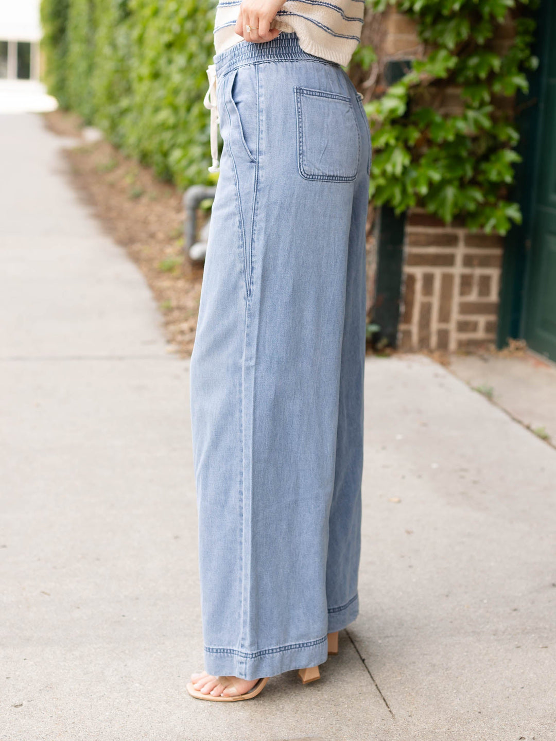 drawstring denim