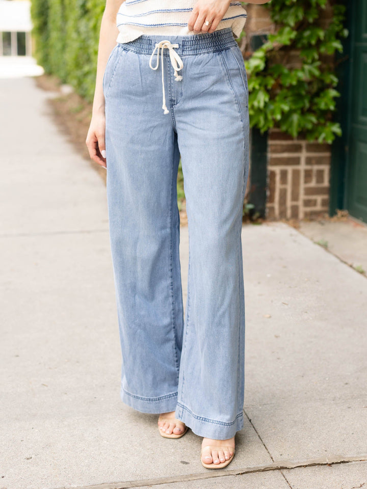 drawstring denim