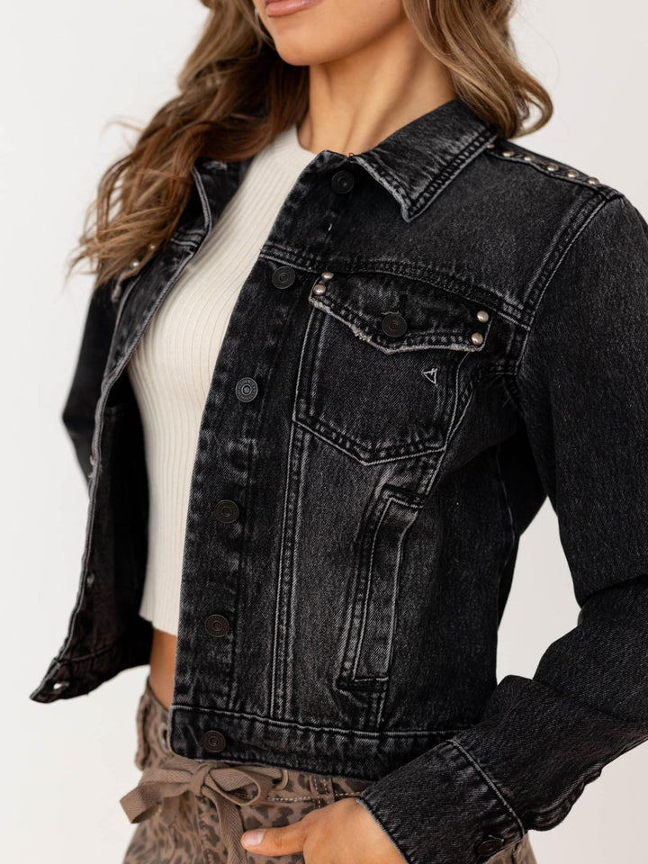 black studded denim jacket
