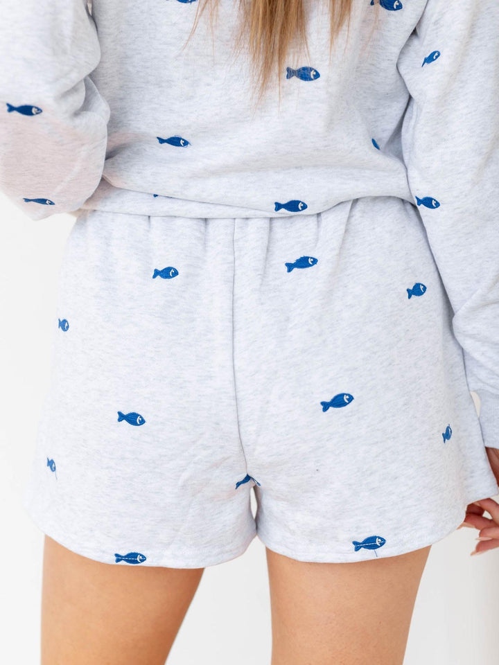 embroidered fish lounge short