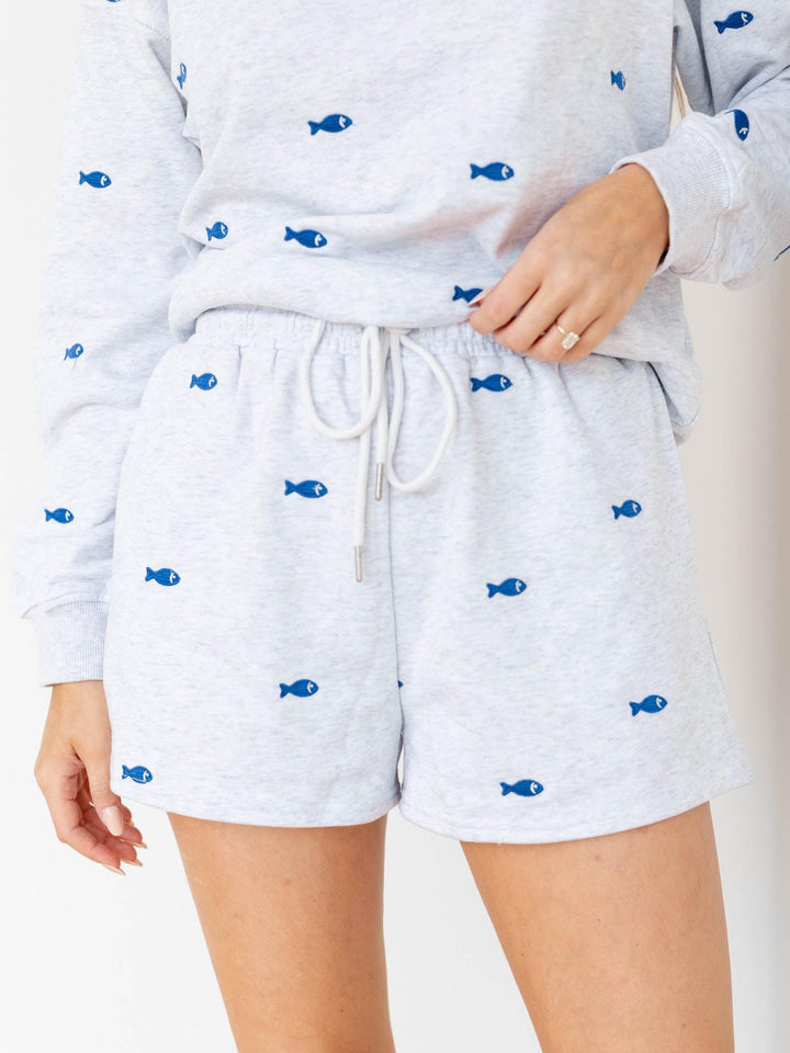 embroidered fish lounge short