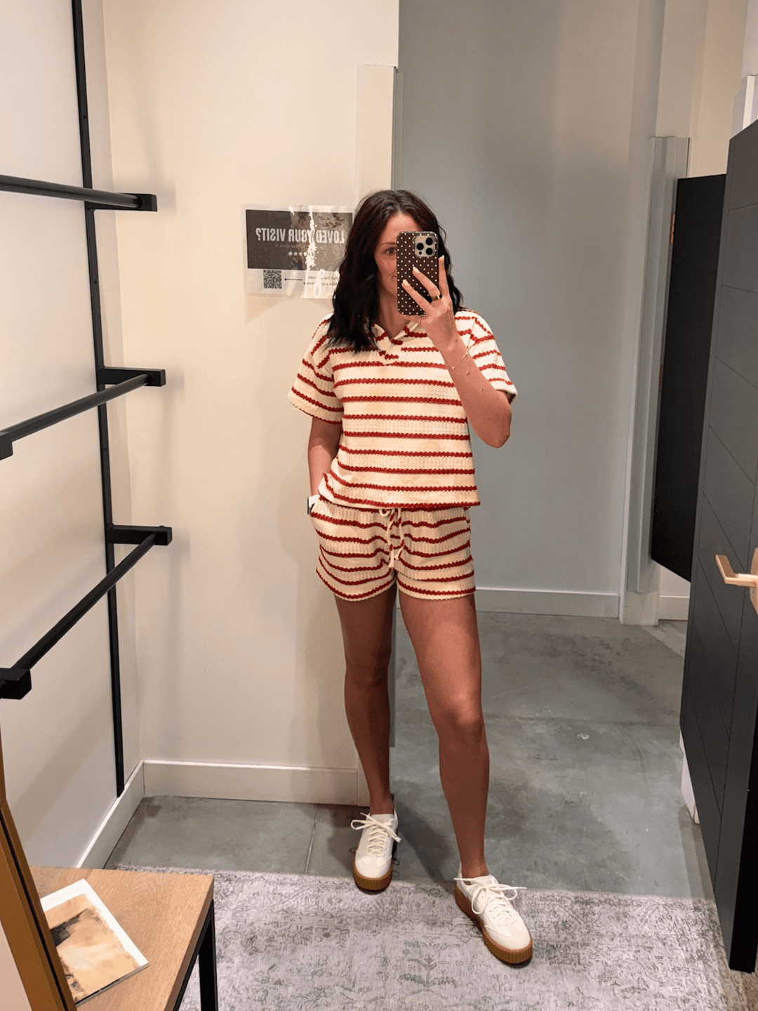 striped crocheted shorts