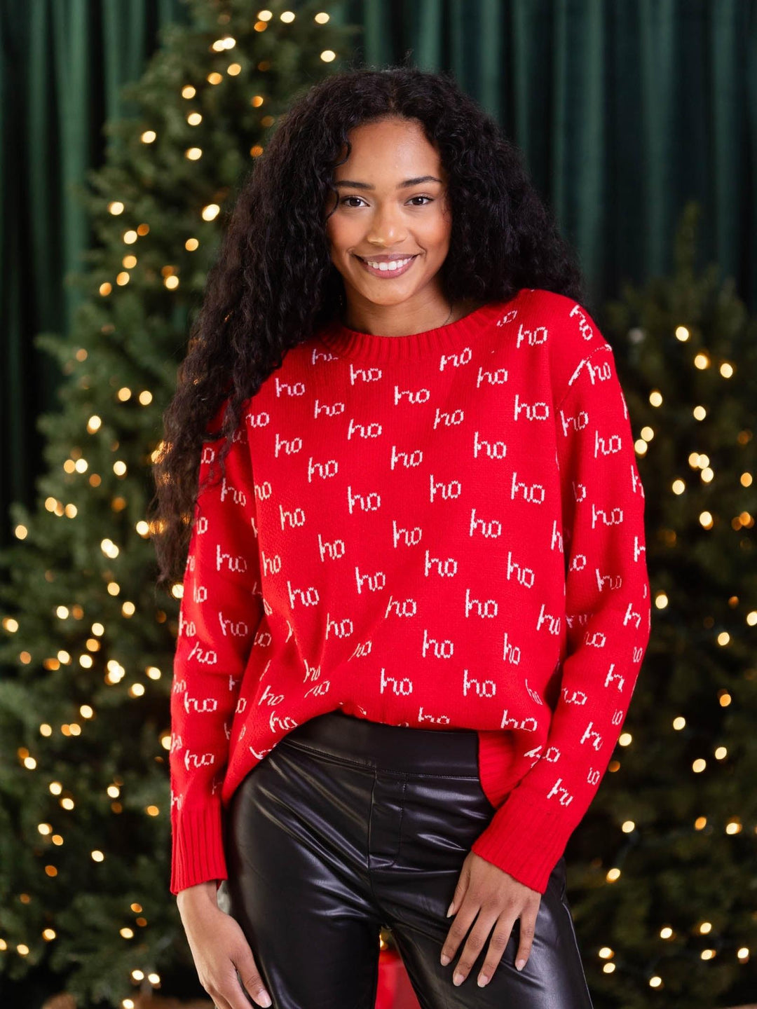 red ho ho ho sweater