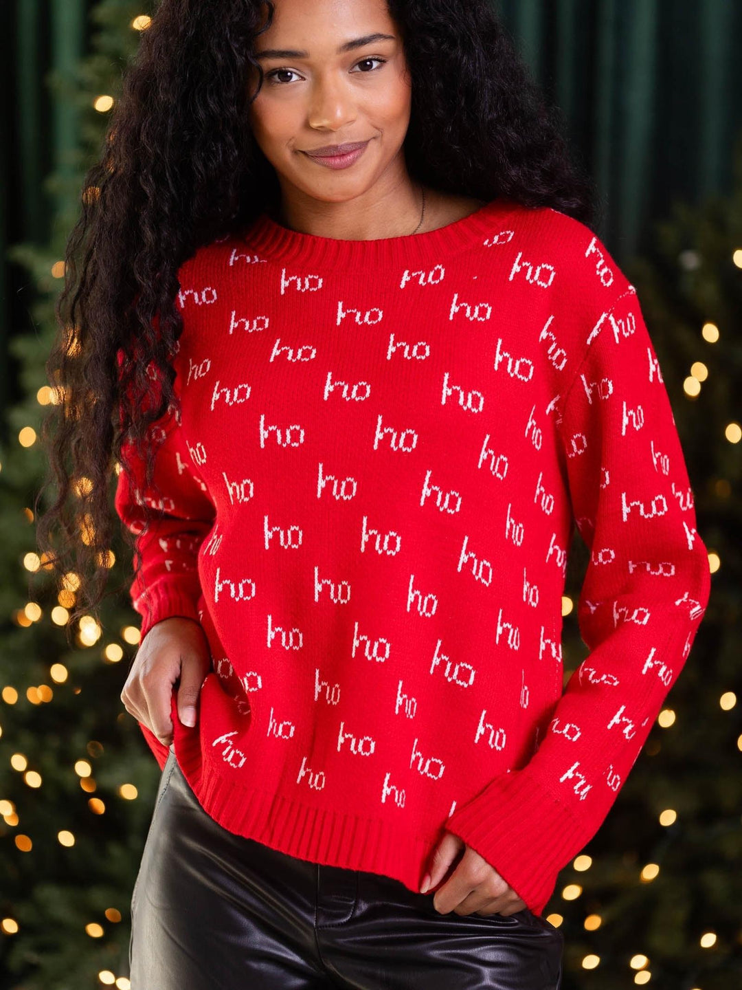 red ho ho ho sweater