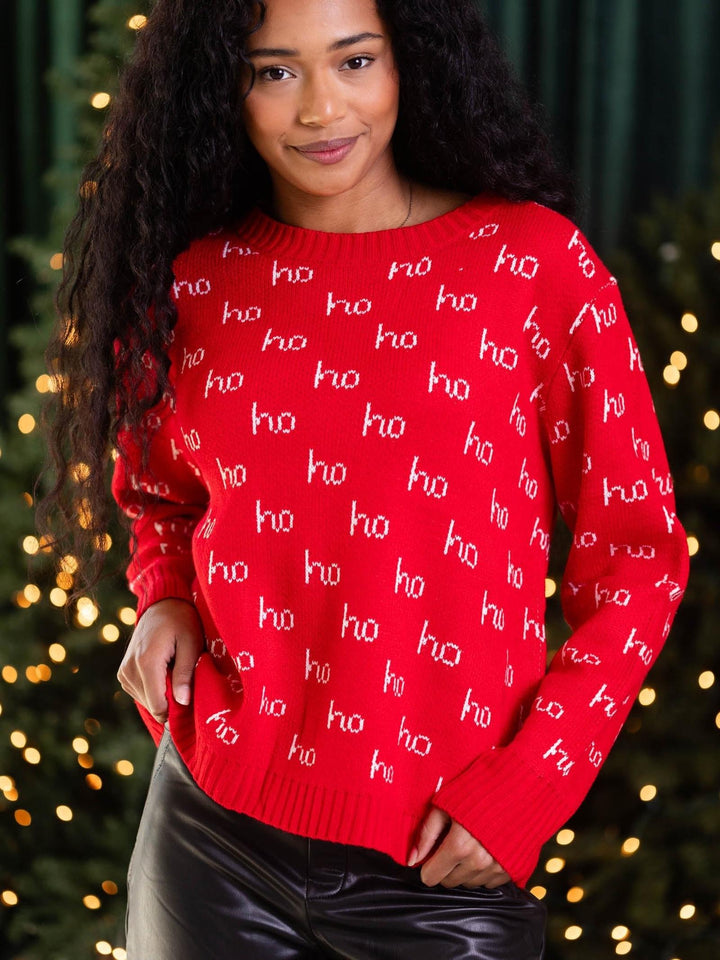 red ho ho ho sweater