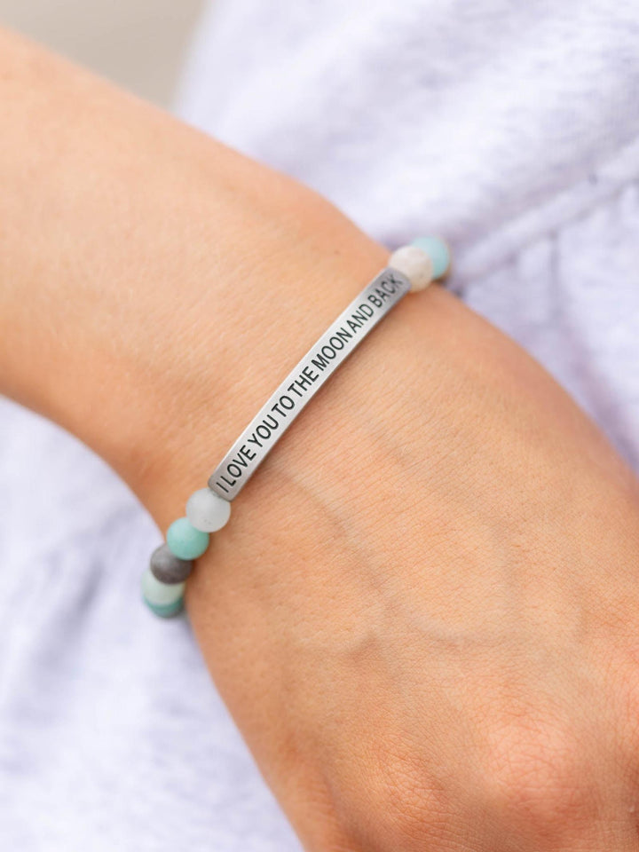 I Love You To The Moon And Back Stone Bracelet