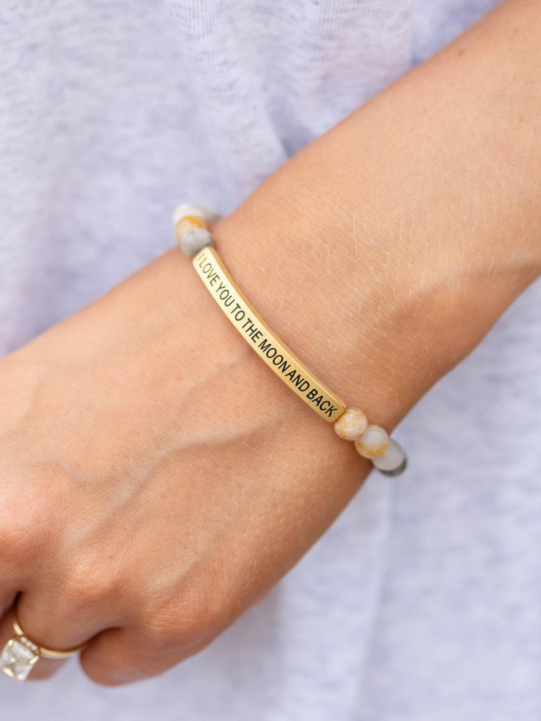 I Love You To The Moon And Back Stone Bracelet