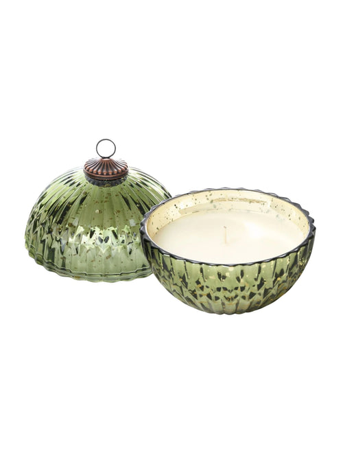 green ornament glass candle