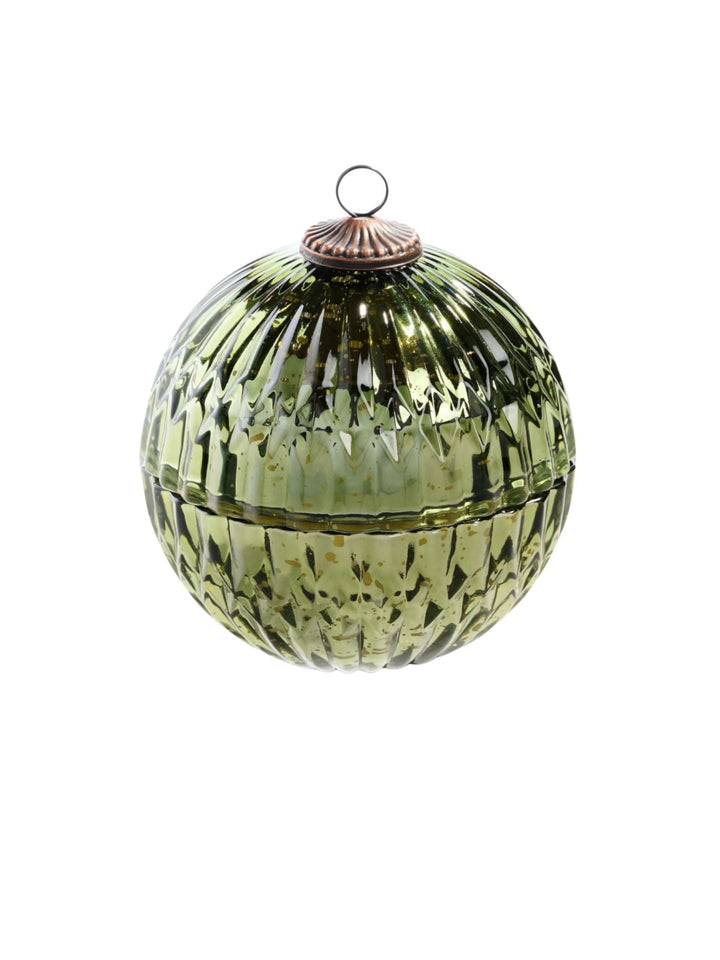 green ornament glass candle