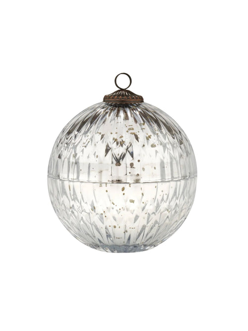 silver ornament glass candle