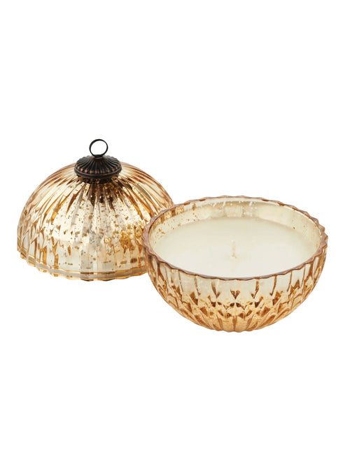 gold glass ornament candle