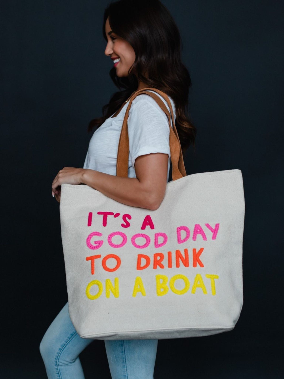 It's A Good Day To Drink On A Boat Bag - CreamHandbags