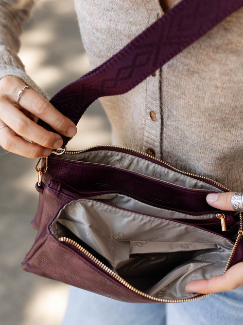dark wine colored crossbody bag