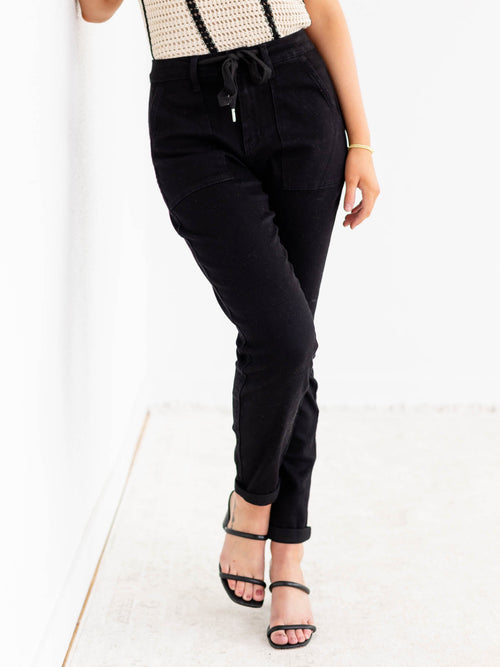 Judy Blue Black High Waist Cuff JoggerNon - Denim bottoms