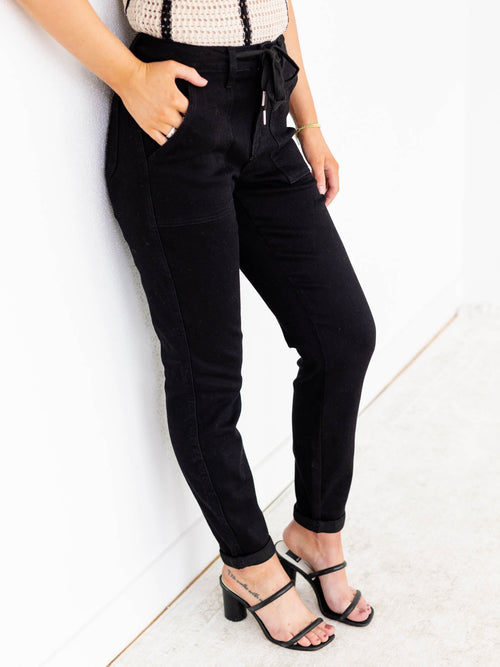 Judy Blue Black High Waist Cuff JoggerNon - Denim bottoms