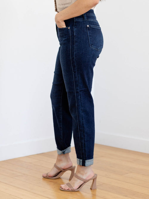 roll cuff boyfriend denim