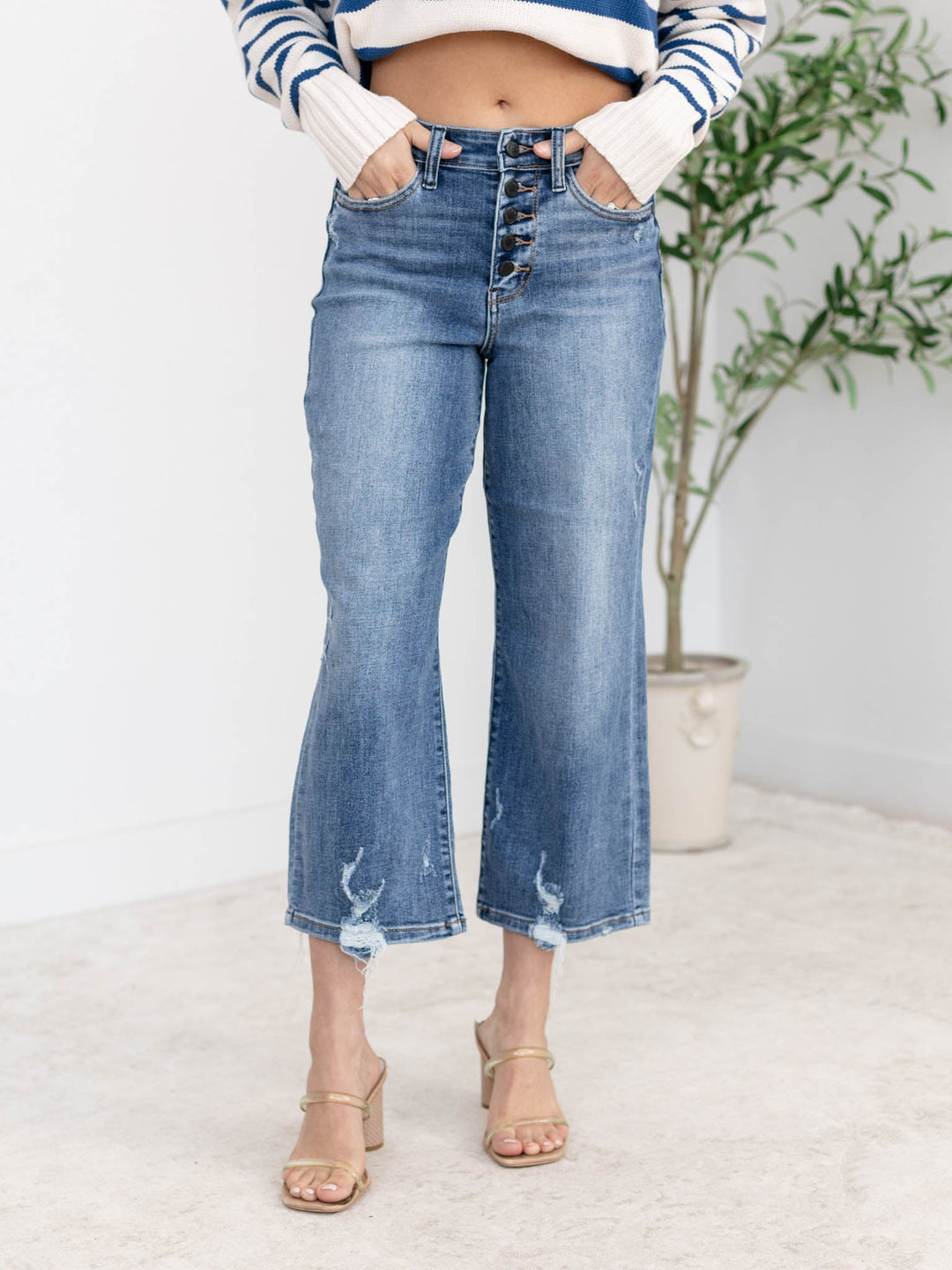 Judy Blue Medium High Waisted Destroy CropDenim jeans