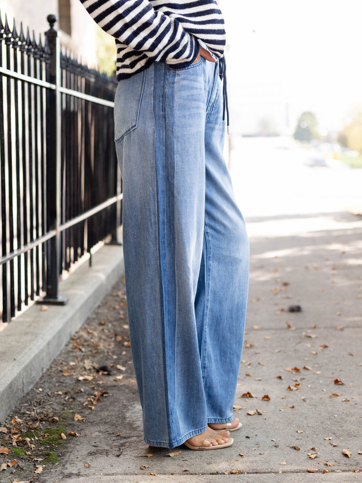 washed wide leg soft flowy denim