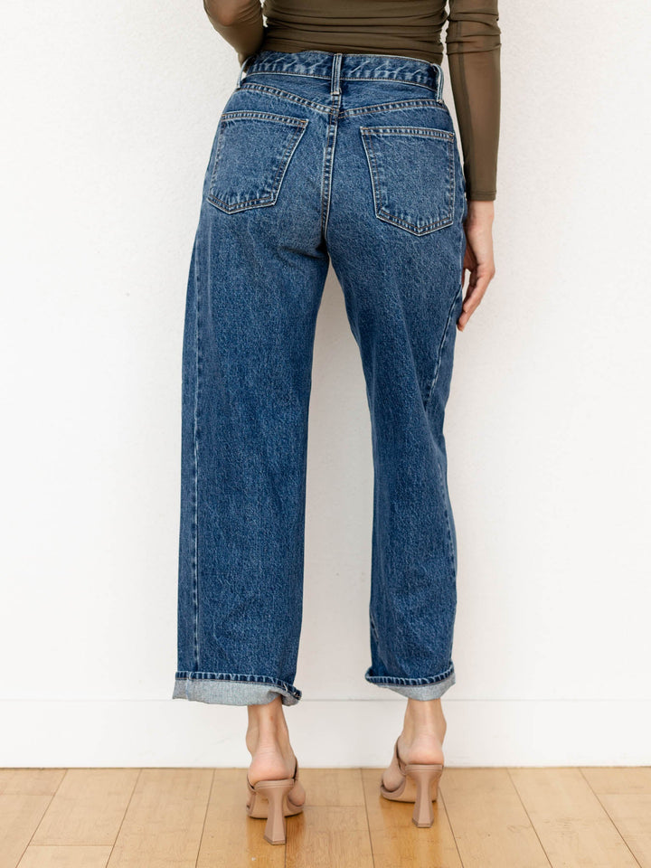 dark wash barrel twist denim