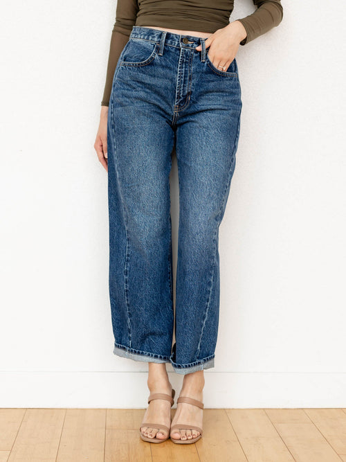 dark wash barrel twist denim