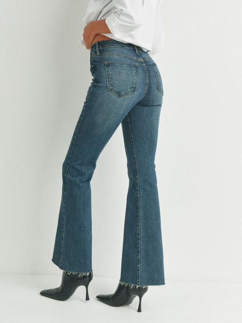 scissor cut flare denim